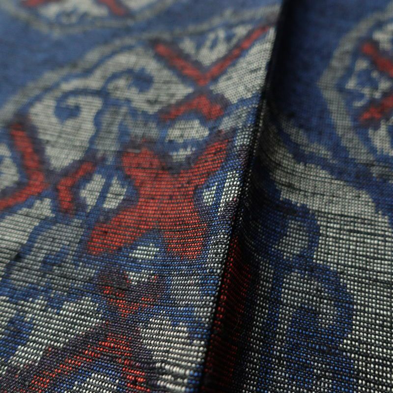 紬 良品 正絹 幾何学柄・抽象柄 袷仕立て 青・紺_画像11