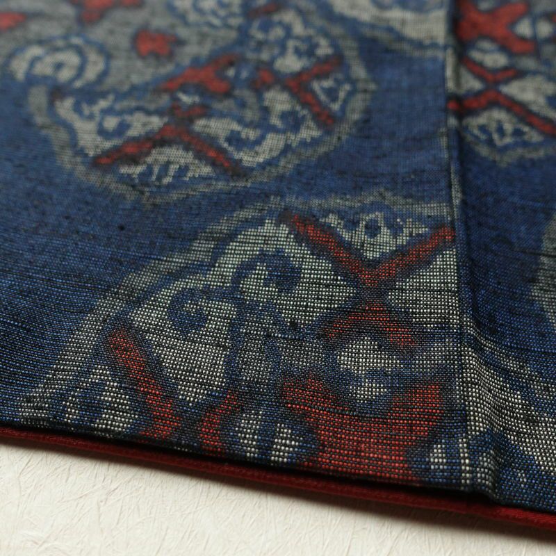 紬 良品 正絹 幾何学柄・抽象柄 袷仕立て 青・紺_画像13