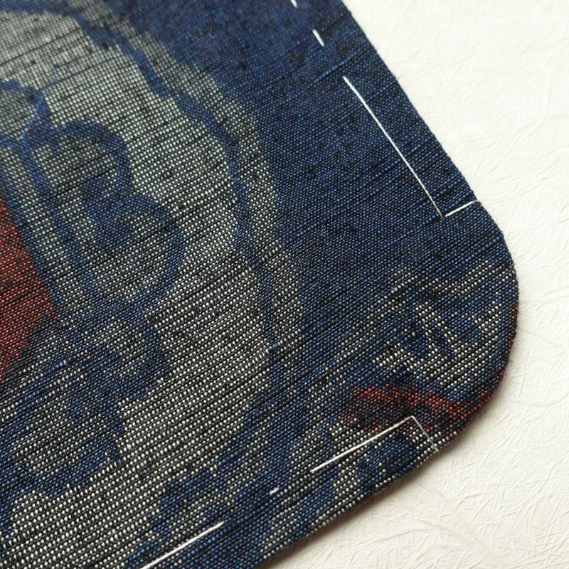 紬 良品 正絹 幾何学柄・抽象柄 袷仕立て 青・紺_画像21