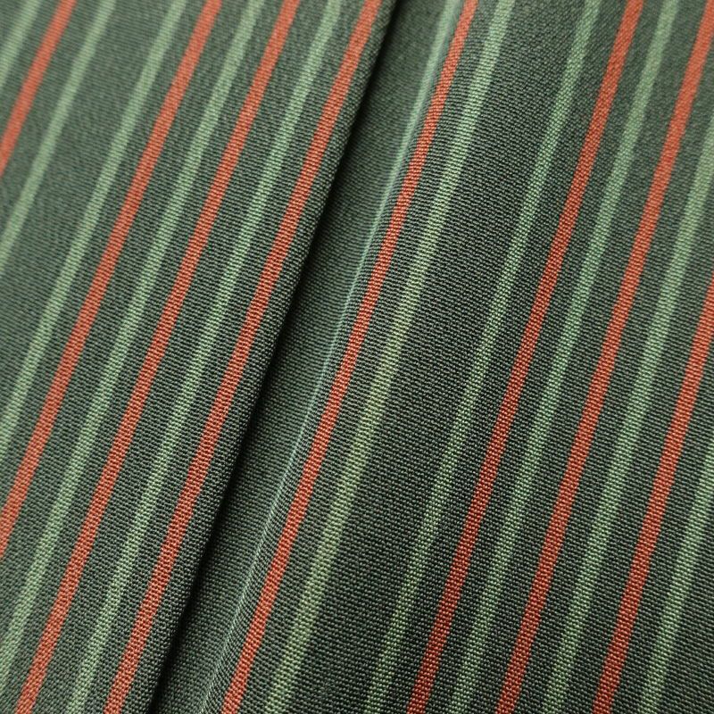 小紋 縮緬 正絹 縞柄・線柄 袷仕立て 緑・うぐいす色_画像8