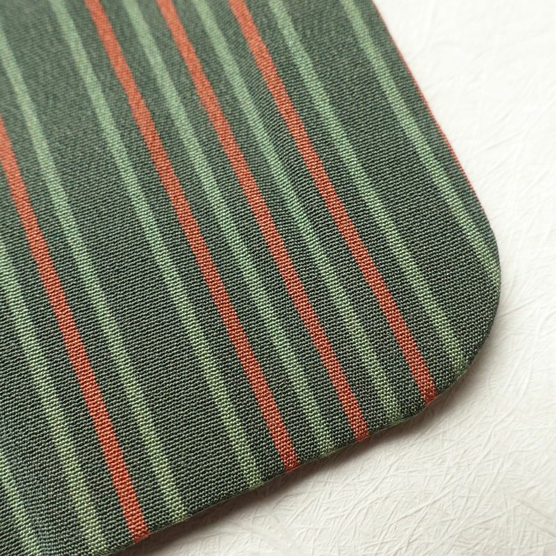 小紋 縮緬 正絹 縞柄・線柄 袷仕立て 緑・うぐいす色_画像17