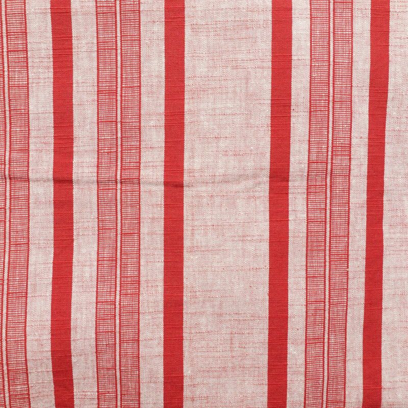 名古屋帯 紬 全通柄 良品 正絹 縞柄・線柄 通し仕立て 赤・朱_画像2