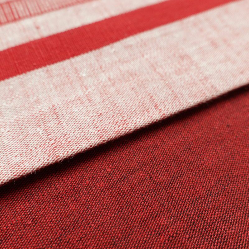 名古屋帯 紬 全通柄 良品 正絹 縞柄・線柄 通し仕立て 赤・朱_画像15