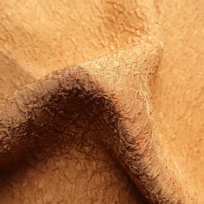 訪問着 美品 金彩 刺繍 ふくれ織 共八掛 正絹 幾何学柄・抽象柄 袷仕立て 茶_画像31