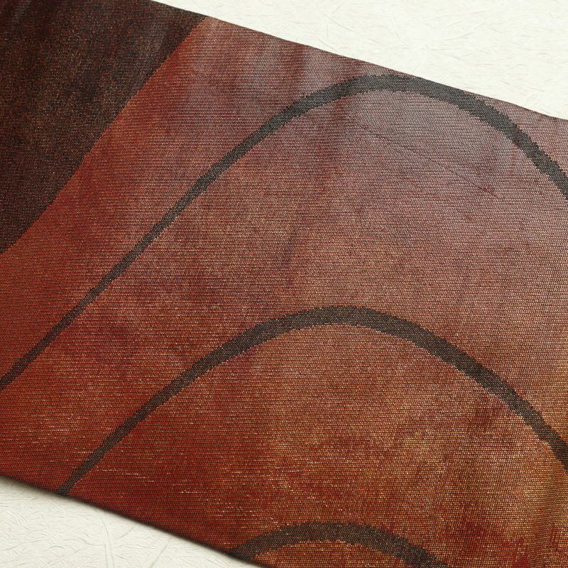 名古屋帯 六通柄 正絹 流水・波柄 名古屋仕立て 茶_画像16