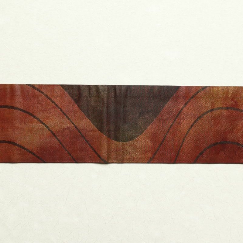 名古屋帯 六通柄 正絹 流水・波柄 名古屋仕立て 茶_画像17