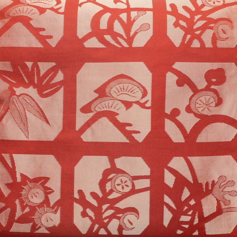 名古屋帯 六通柄 正絹 古典柄 通し仕立て 赤・朱_画像2