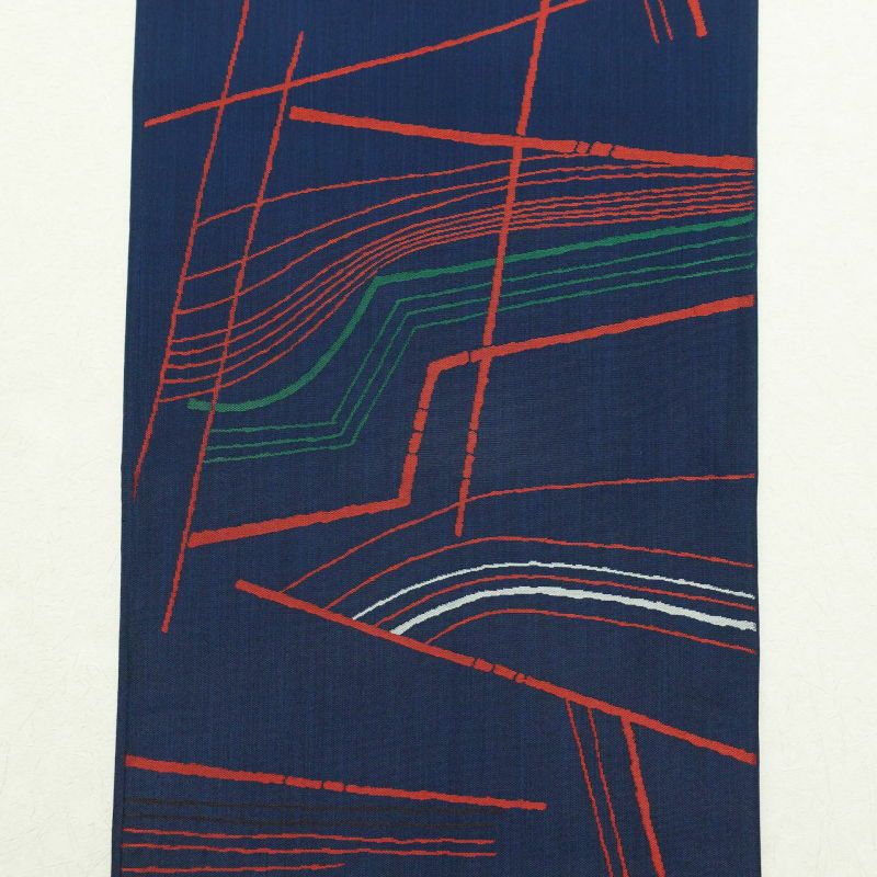 袋帯 六通柄 一般用 正絹 幾何学柄・抽象柄 青・紺_画像9