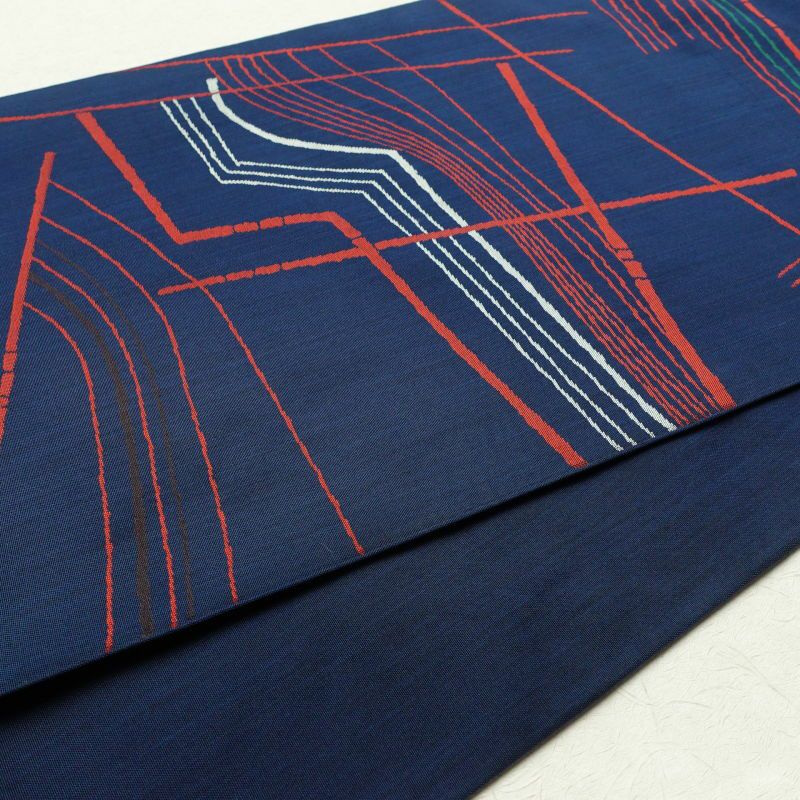 袋帯 六通柄 一般用 正絹 幾何学柄・抽象柄 青・紺_画像15