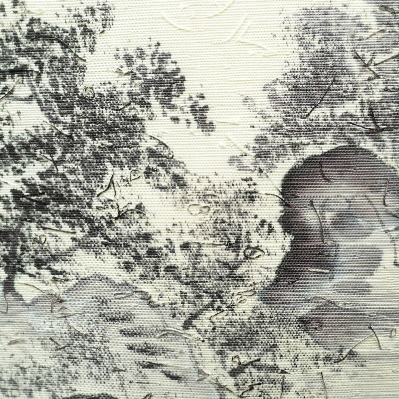 名古屋帯 太鼓柄 髭紬 正絹 風景柄 名古屋仕立て 白_画像3