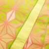 半幅帯 小袋帯 化繊 美品 ポリエステル 麻の葉柄 緑・うぐいす色_画像2