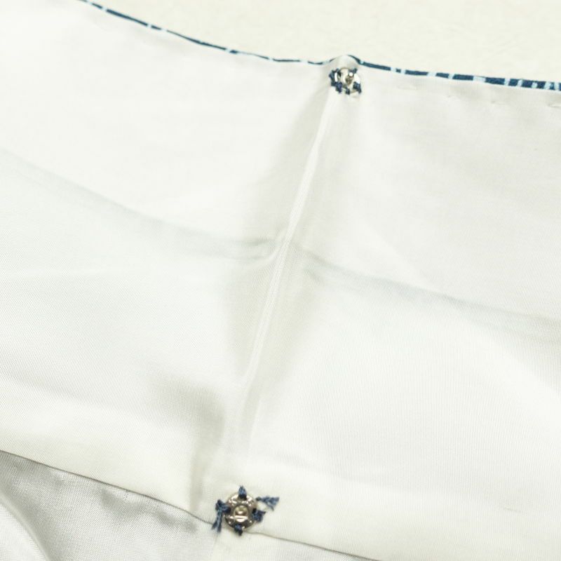 小紋 総柄 混紡 古典柄 蝶 袷仕立て 青・紺_画像26