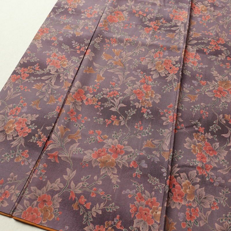 小紋 縮緬 総柄 正絹 花柄 袷仕立て 紫・藤色_画像4