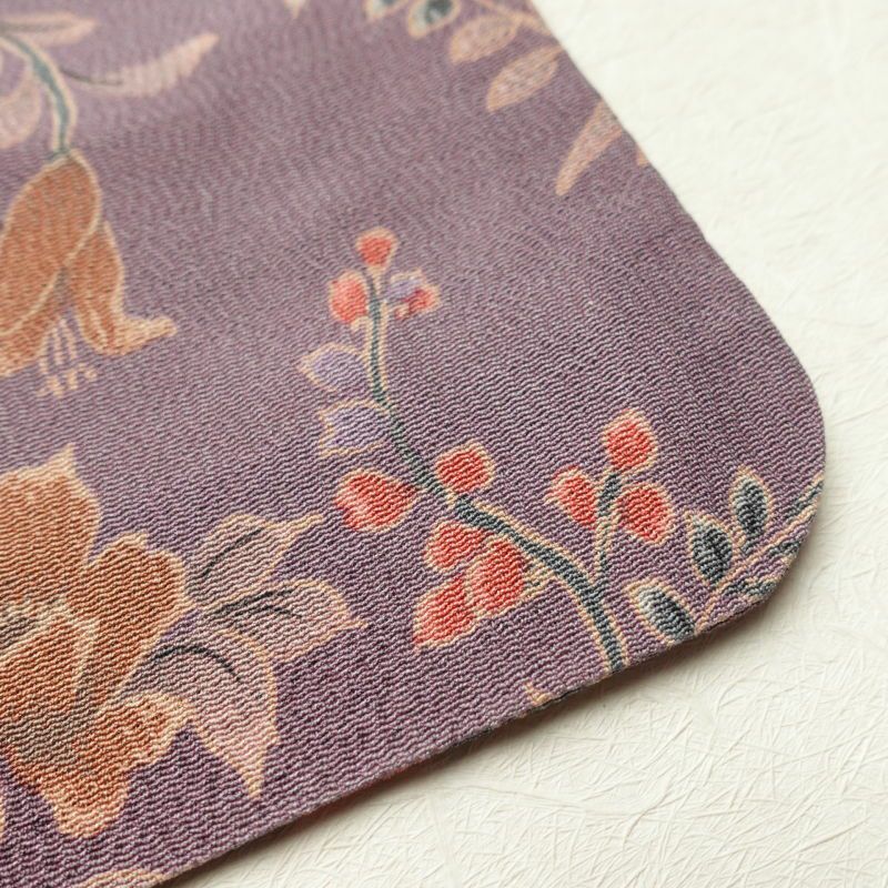 小紋 縮緬 総柄 正絹 花柄 袷仕立て 紫・藤色_画像17