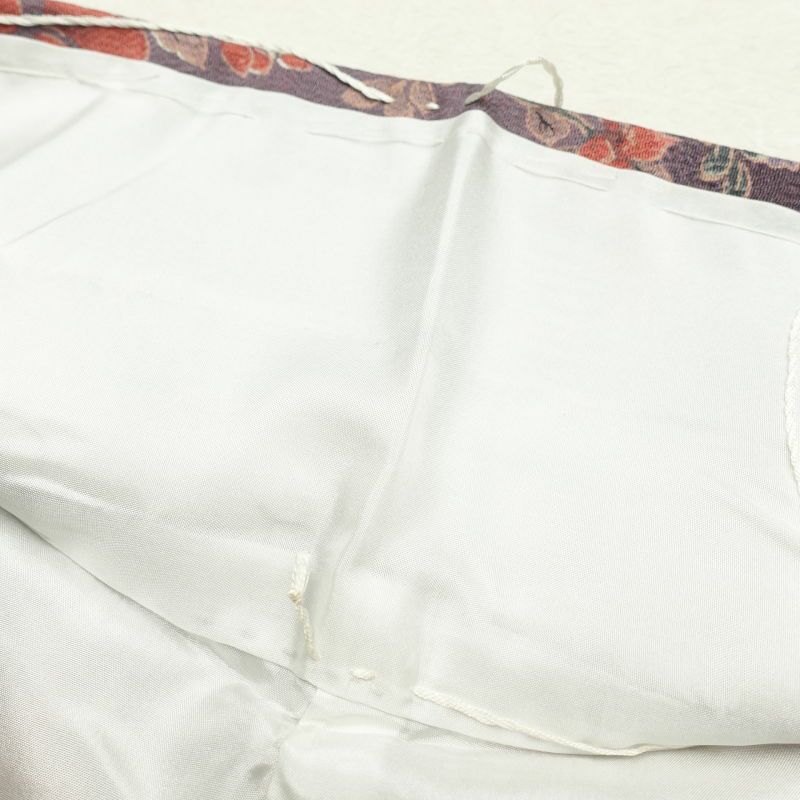 小紋 縮緬 総柄 正絹 花柄 袷仕立て 紫・藤色_画像24