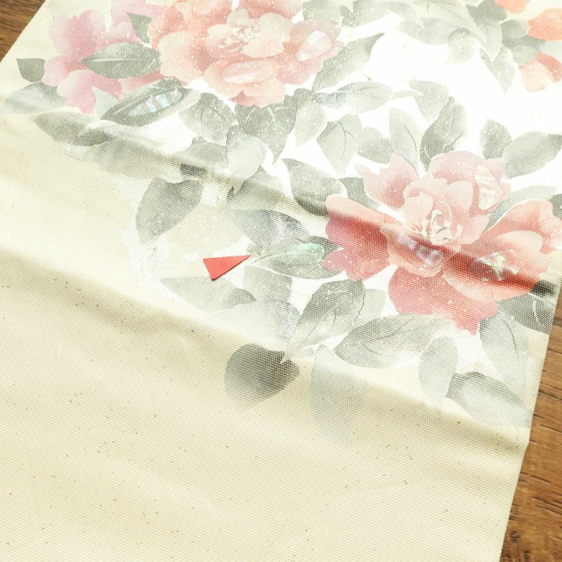 名古屋帯 太鼓柄 正絹 花柄 名古屋仕立て クリーム_画像10