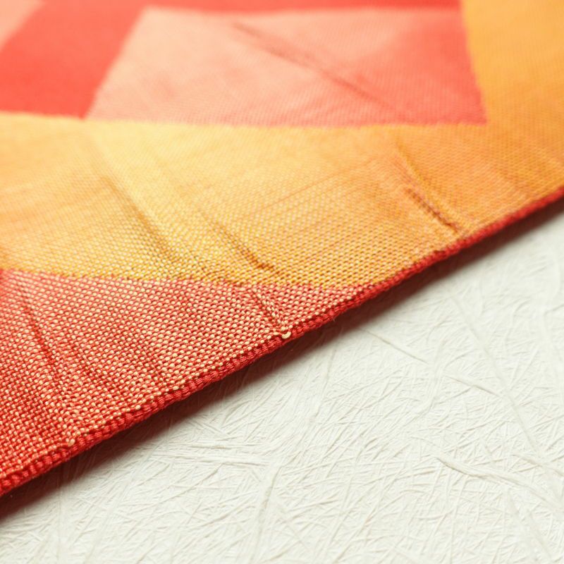 名古屋帯 六通柄 良品 正絹 幾何学柄・抽象柄 松葉仕立て ピンク_画像13