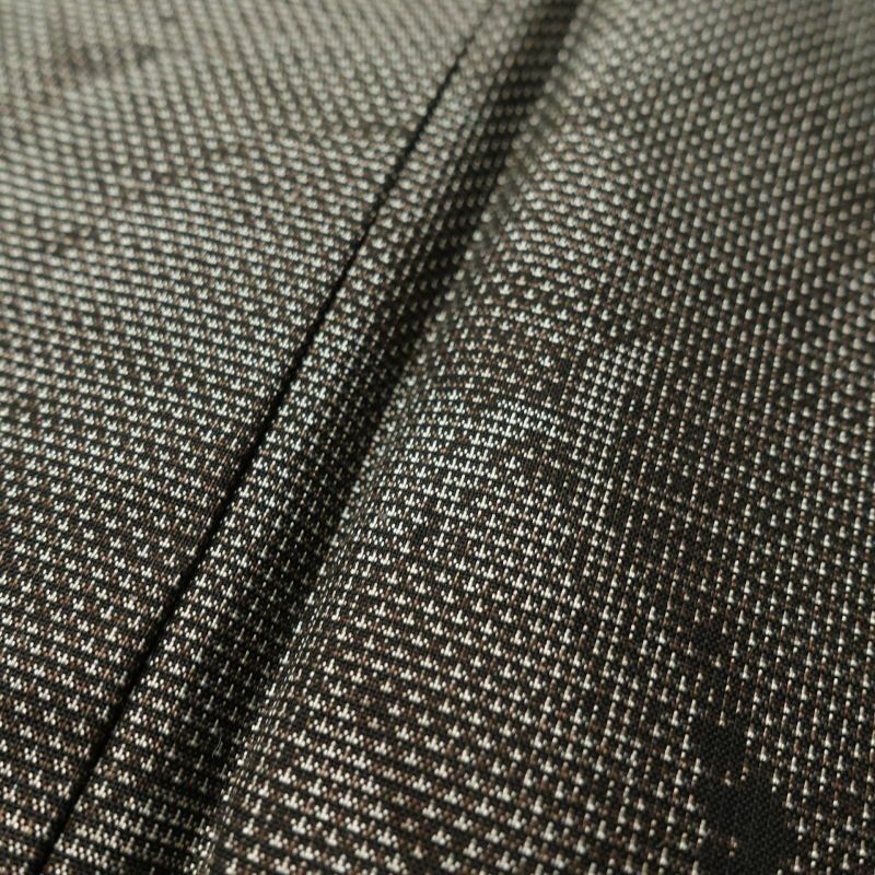 紬 美品 正絹 花柄 袷仕立て 茶 モダン_画像7