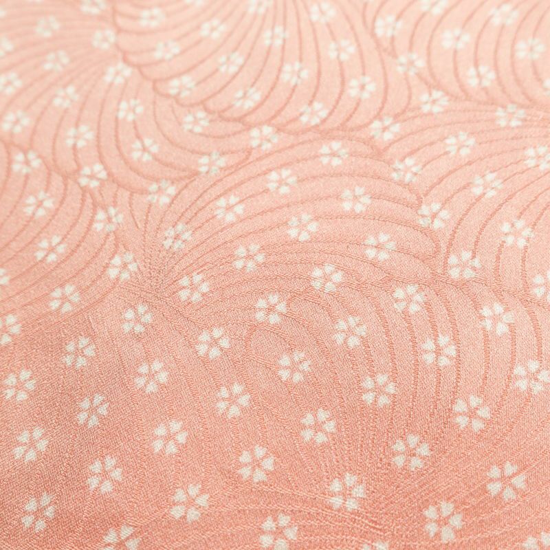 小紋 しつけ糸付き 金糸 伊達衿付き 正絹 古典柄 扇子 袷仕立て クリーム_画像25