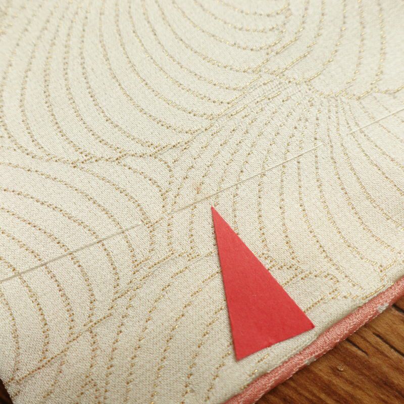 小紋 しつけ糸付き 金糸 伊達衿付き 正絹 古典柄 扇子 袷仕立て クリーム_画像29