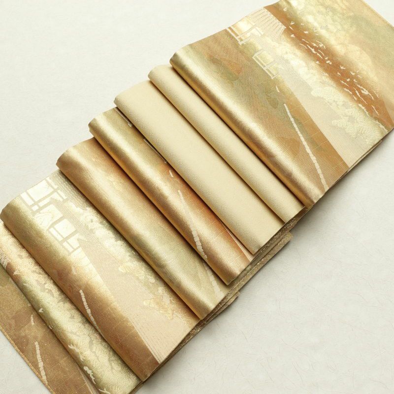 袋帯 六通柄 フォーマル用 正絹 風景柄 松 金・銀_画像28