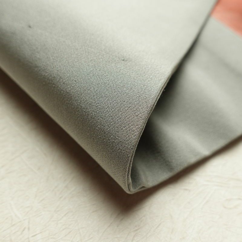 名古屋帯 太鼓柄 正絹 木の葉・植物柄 名古屋仕立て グレー_画像12