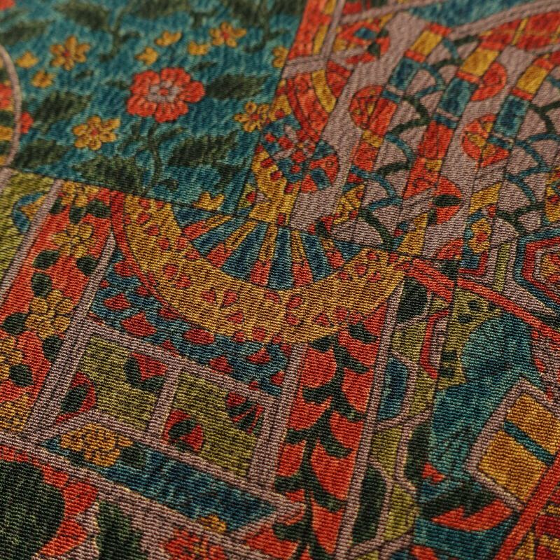 小紋 美品 しつけ糸付き 縮緬 総柄 正絹 幾何学柄・抽象柄 袷仕立て 多色使い_画像6