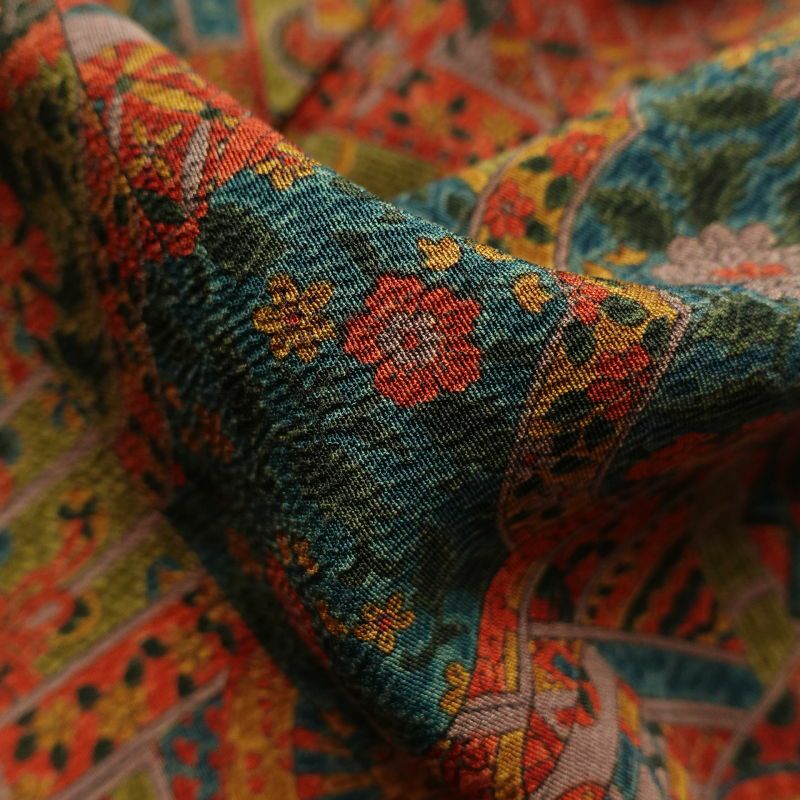 小紋 美品 しつけ糸付き 縮緬 総柄 正絹 幾何学柄・抽象柄 袷仕立て 多色使い_画像26