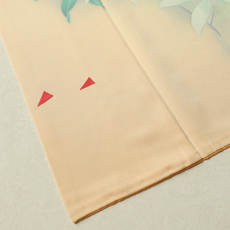 付け下げ 正絹 花柄 袷仕立て 橙 オレンジベージュ_画像14