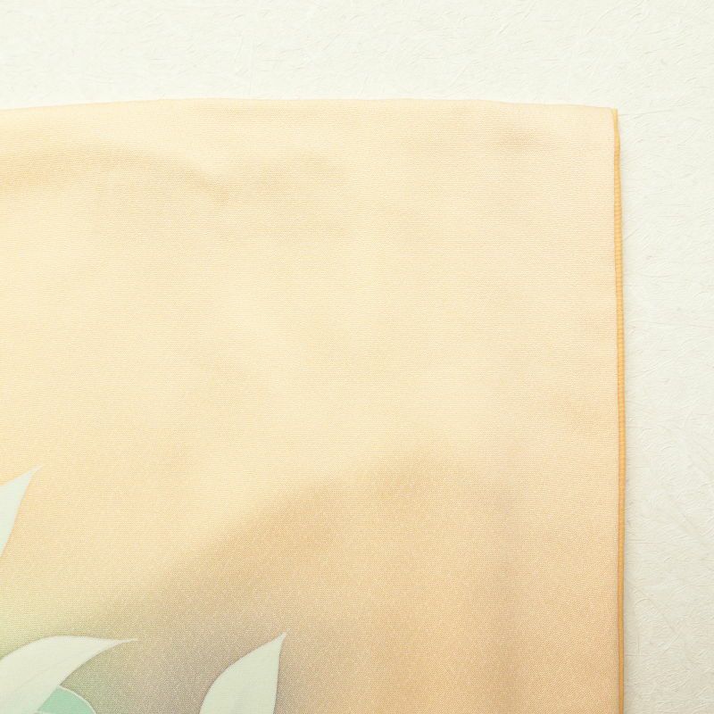 付け下げ 正絹 花柄 袷仕立て 橙 オレンジベージュ_画像25