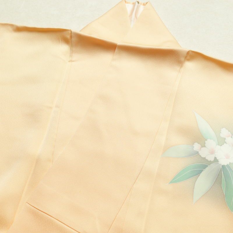 付け下げ 正絹 花柄 袷仕立て 橙 オレンジベージュ_画像29