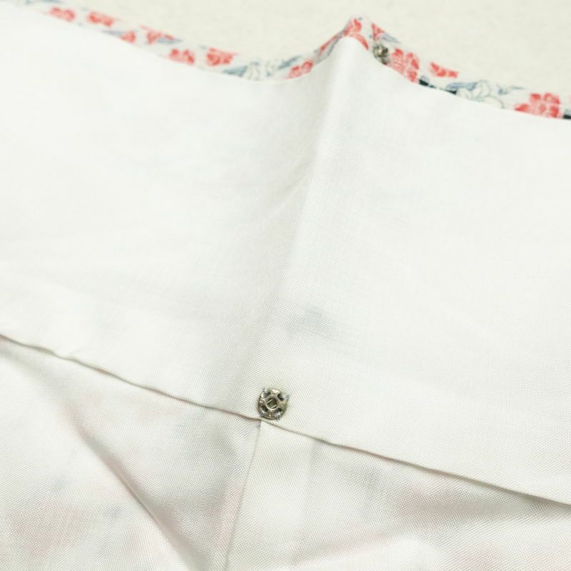 小紋 縮緬 正絹 花柄 袷仕立て 薄い色 緑・うぐいす色 ほぼ白色_画像26