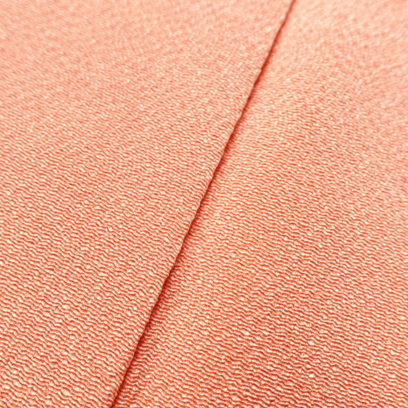 色無地 鮫小紋 美品 落款入り 一つ紋付き 縮緬 正絹 古典柄 袷仕立て 橙_画像7