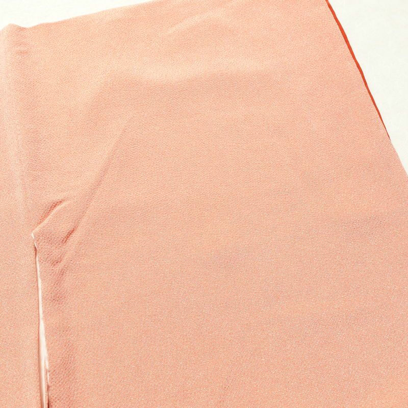 色無地 鮫小紋 美品 落款入り 一つ紋付き 縮緬 正絹 古典柄 袷仕立て 橙_画像13