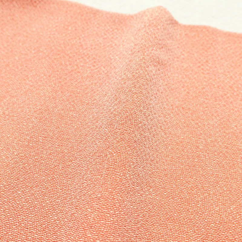 色無地 鮫小紋 美品 落款入り 一つ紋付き 縮緬 正絹 古典柄 袷仕立て 橙_画像18