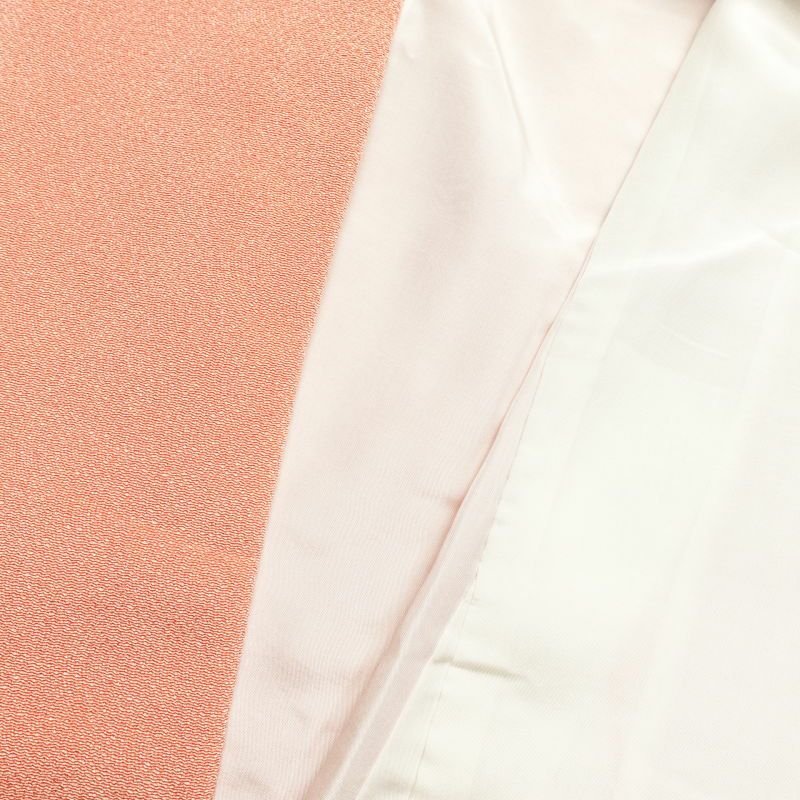 色無地 鮫小紋 美品 落款入り 一つ紋付き 縮緬 正絹 古典柄 袷仕立て 橙_画像22