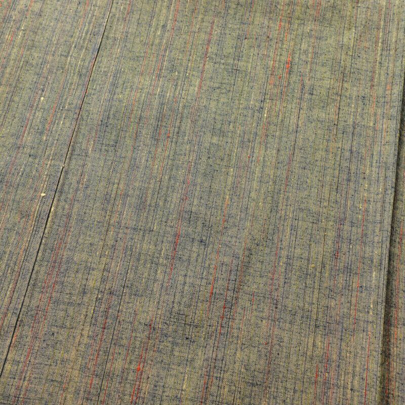 単衣 紬 美品 正絹 縞柄・線柄 袷仕立て 黄・黄土色_画像5