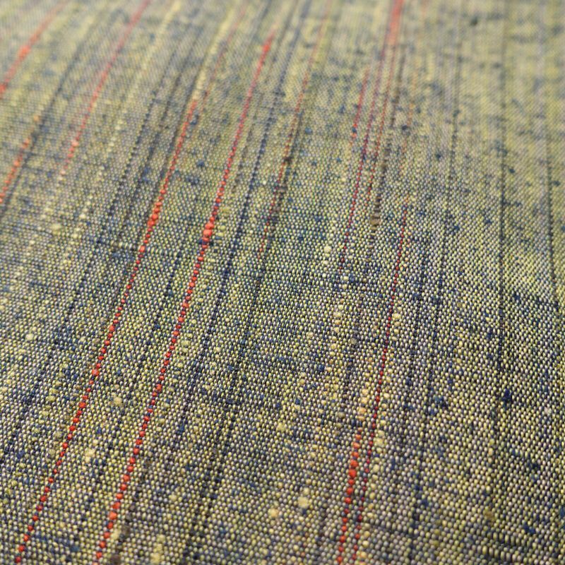 単衣 紬 美品 正絹 縞柄・線柄 袷仕立て 黄・黄土色_画像6