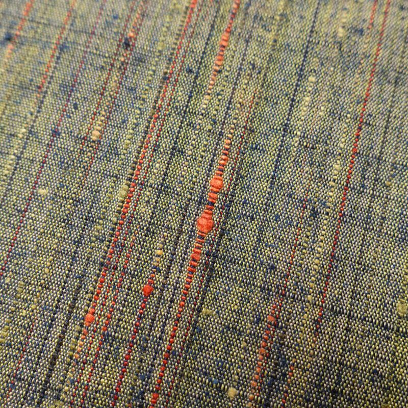 単衣 紬 美品 正絹 縞柄・線柄 袷仕立て 黄・黄土色_画像9