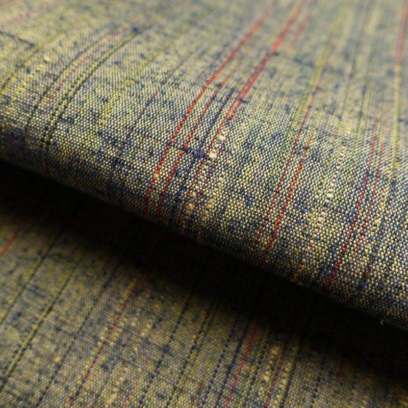 単衣 紬 美品 正絹 縞柄・線柄 袷仕立て 黄・黄土色_画像25