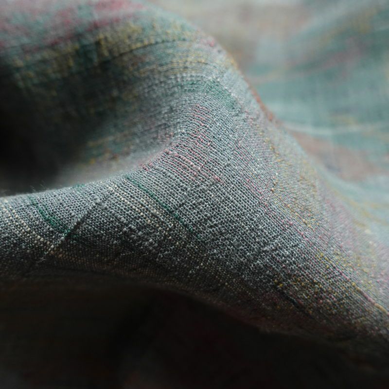 盛夏 紬 良品 正絹 幾何学柄・抽象柄 袷仕立て 青・紺_画像26