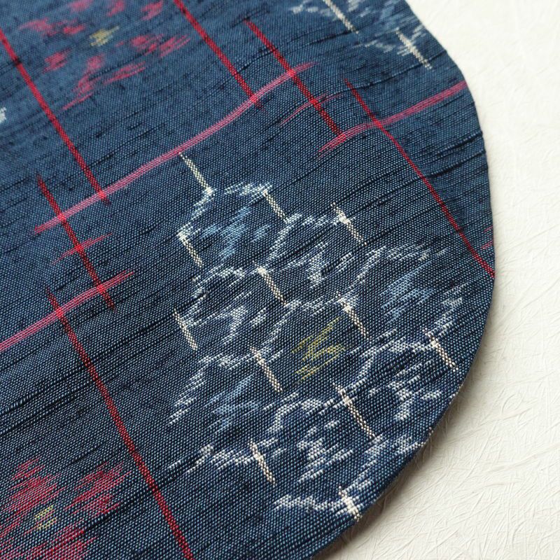 単衣 紬 正絹 幾何学柄・抽象柄 単衣仕立て 青・紺_画像18