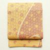 袋帯 六通柄 ふくれ織り 良品 一般用 正絹 花柄 黄・黄土色_画像1