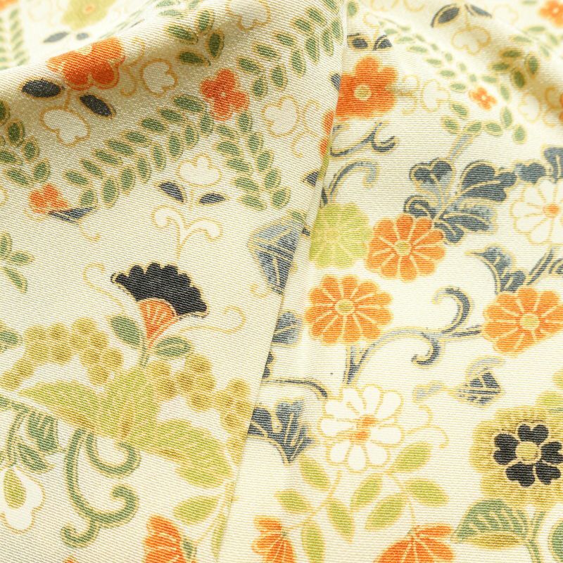 小紋  良品 しつけ糸付き 縮緬 総柄 正絹 花柄 袷仕立て クリーム_画像20