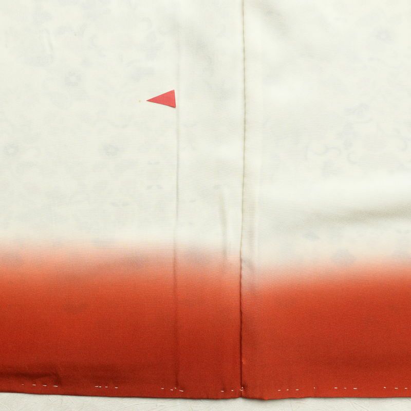 小紋  良品 しつけ糸付き 縮緬 総柄 正絹 花柄 袷仕立て クリーム_画像27