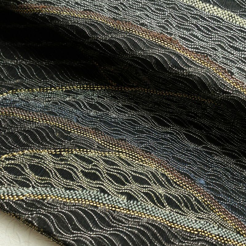 袋帯 六通柄 良品 一般用 正絹 幾何学柄・抽象柄 黒_画像9