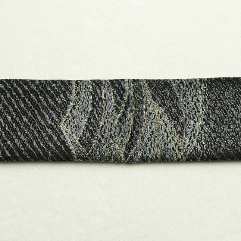 袋帯 六通柄 良品 一般用 正絹 幾何学柄・抽象柄 黒_画像21