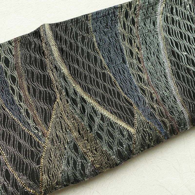 袋帯 六通柄 良品 一般用 正絹 幾何学柄・抽象柄 黒_画像24