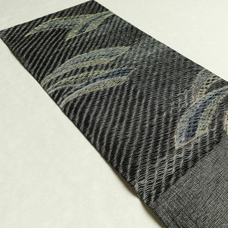 袋帯 六通柄 良品 一般用 正絹 幾何学柄・抽象柄 黒_画像29