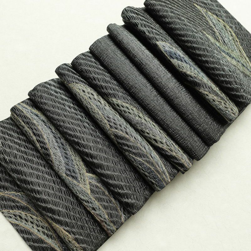 袋帯 六通柄 良品 一般用 正絹 幾何学柄・抽象柄 黒_画像30